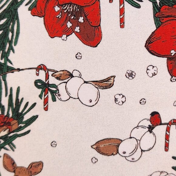 Nuppu Print Joulusatu Organic Jersey Fabric 2 Yards, Christmas Knit Cotton with - Picture 9 of 12